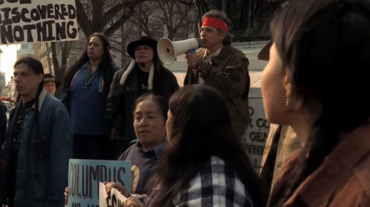 Indigenous protestors in "The Sopranos" S4 Ep3