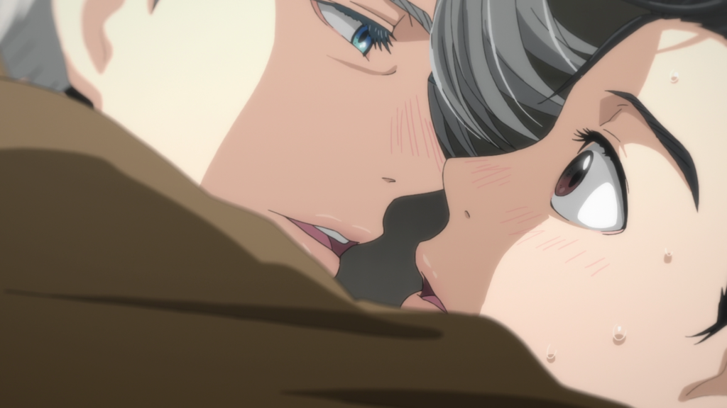 Victor leans in to kiss Yuri