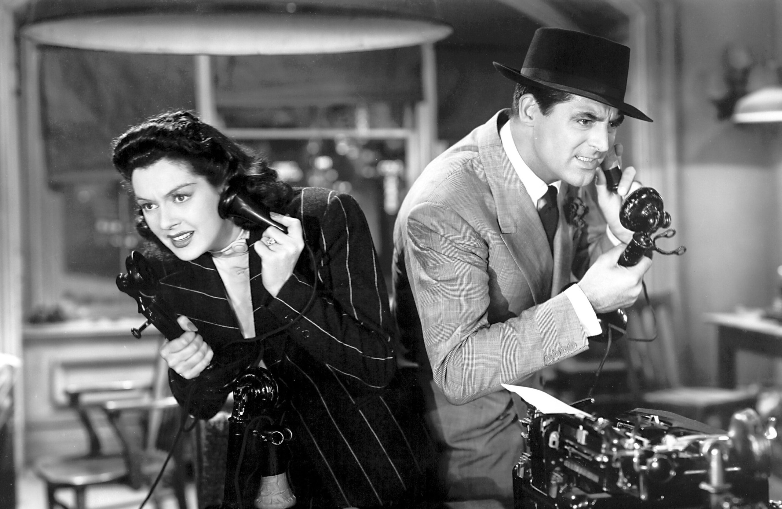 Hildy (Rosalind Russell) and Walter (Cary Grant) in His Girl Friday