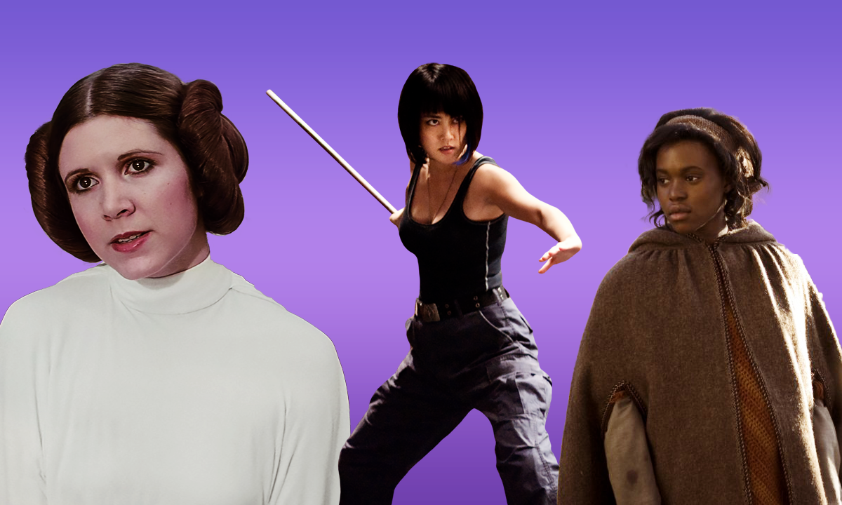Leia, Mako Mori, and Kee against a purple background