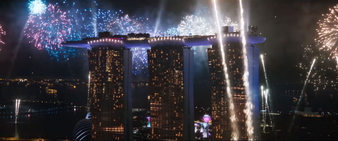 Fireworks explode over Singapore's skyline