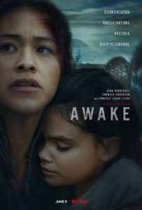 Poster for "Awake". Gina Rodriguez as Jill clutches her daughter Matilda to her chest.