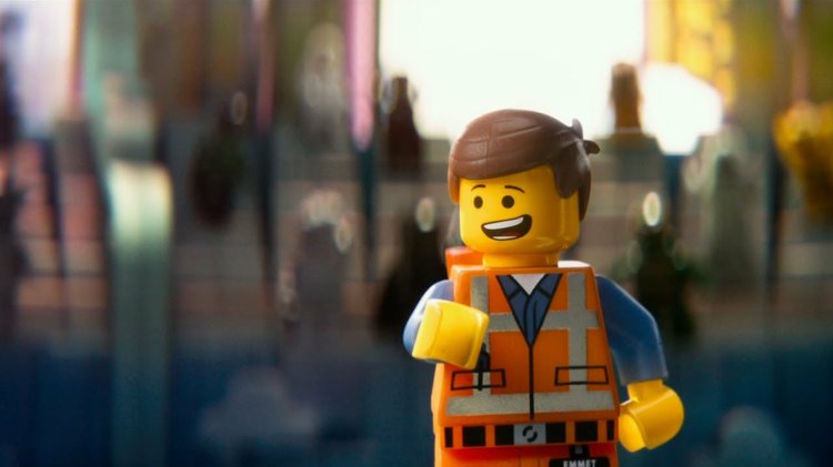 A still from "The Lego Movie" featuring Emmet talking