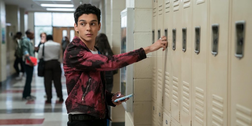 A still of Rahim at his locker in school