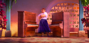 An image from the Encanto trailer, featuring the buff lady called Luisa