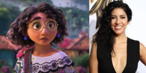 An image of Stephanie Beatriz next to Mirabel from Encanto, the character she voices