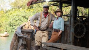 A still from "Jungle Cruise" of Lily and Frank on the boat