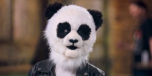 A still from "Sexy Beasts" of a contestant dressed as a panda