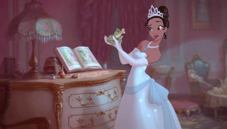 Tiana, skeptical of prince Naveen as a frog