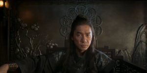 A still from 'Shang-Chi' of Tony Leung as Wenwu/the Mandarin on his throne