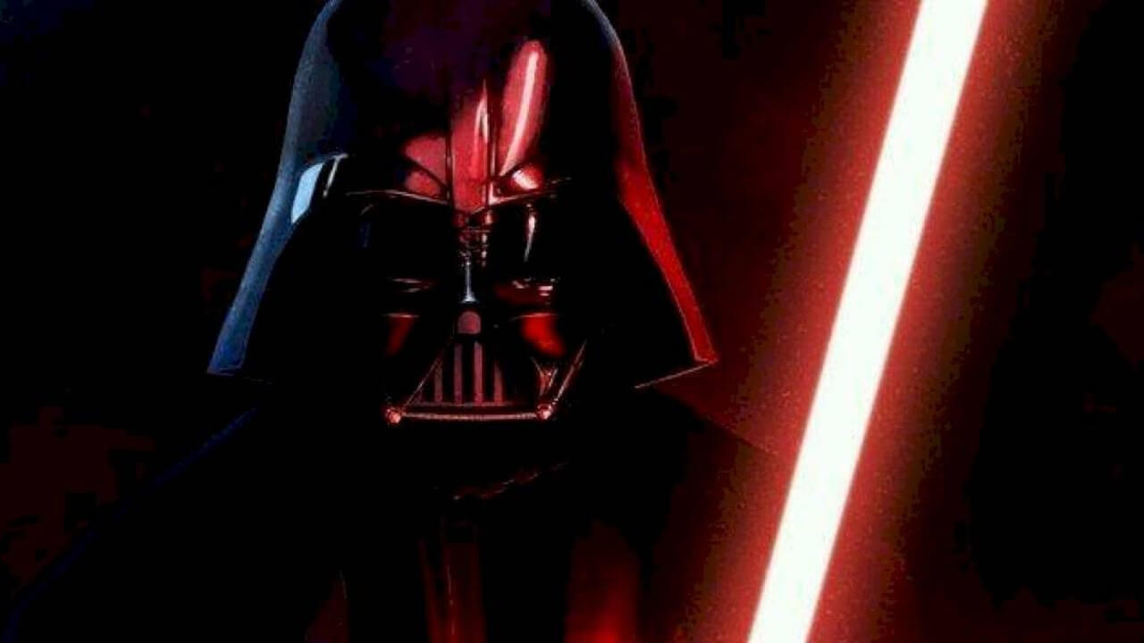 darth vader holding his red ligthsaber