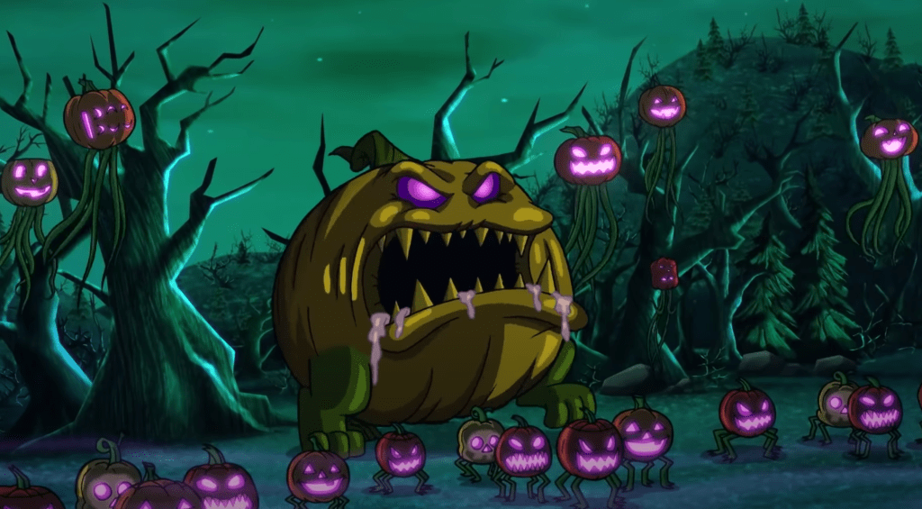 This image consists of Jackal Lantern monsters from the movie