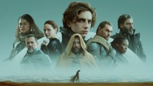 A promo image for Dune showing all of the cast