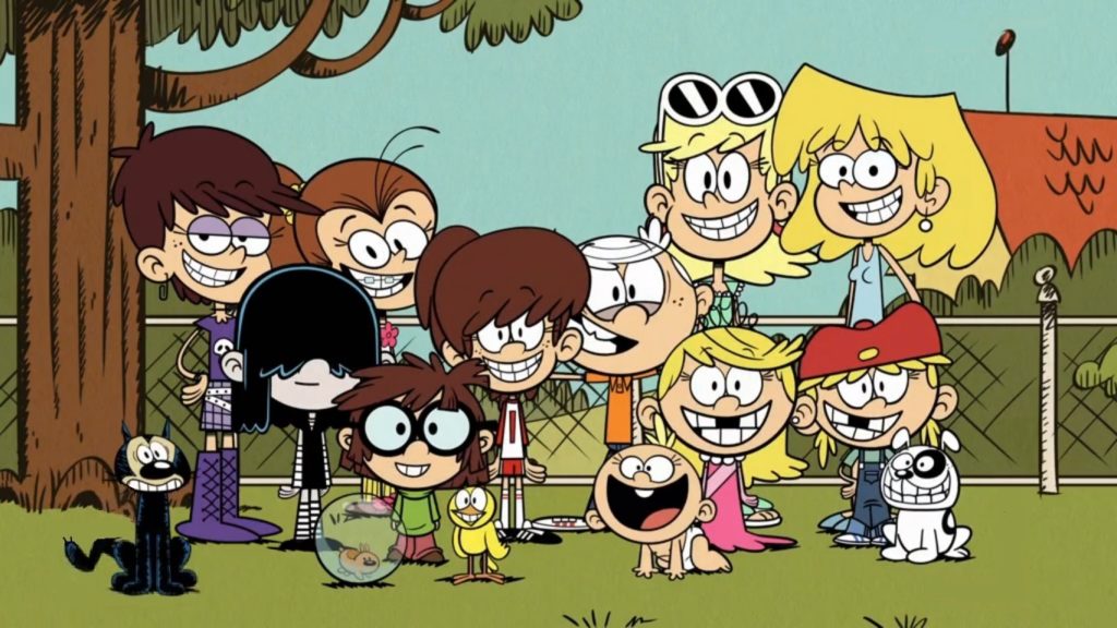 This image shows a photo of the entrie Loud House main characters