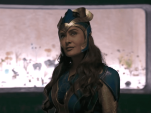 A still from Eternals of Salma Hayek as Ajak