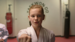 Hannah at taekwondo practice