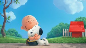 this image is of snoopy and charlie brown