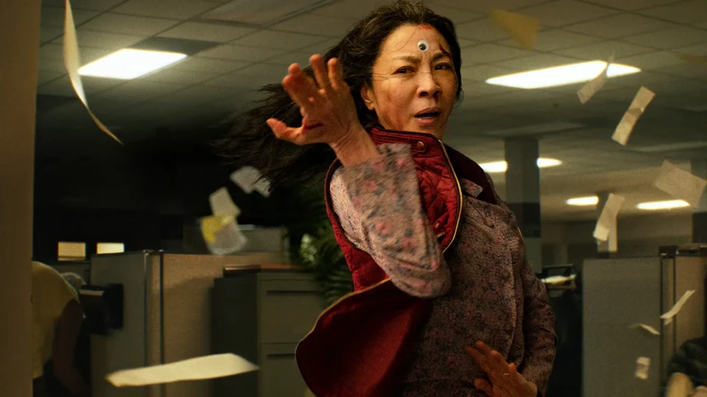Michelle Yeoh as Evelyn engaging with the multiverse