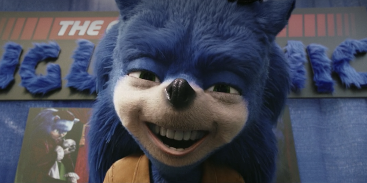 Close-up of ugly Sonic the hegehog