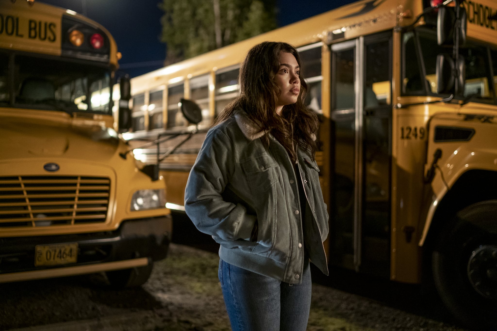This image is of Amber living in a school bus