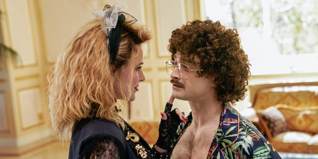 Evan Rachel Wood as Madonna on left and Weird Al on right